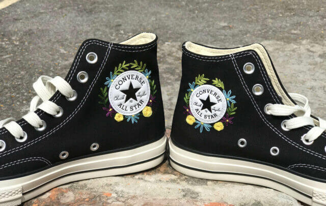 Converse Chuck Taylor 70 – Floral embroidered Converse High tops – Hand embroidered converse – Embroidered Converse wedding Embroidered Shoes