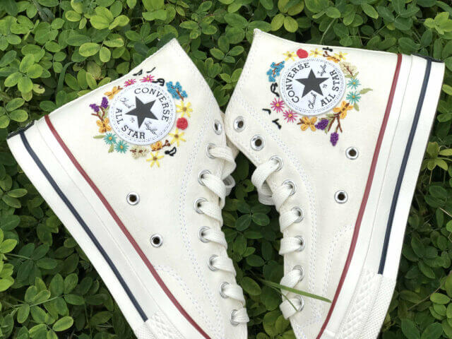 Embroidered converse, Custom converse Chuck Taylor embroidered flower, Converse embroidered flowers Embroidered Shoes