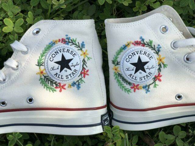 Embroidered converse white – Converse custom floral embroidery – Custom converse Chuck Taylor 70 embroidered Flowers Embroidered Shoes
