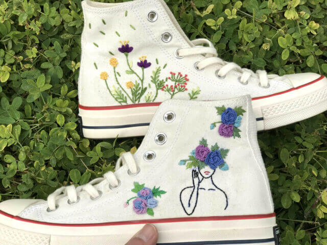 Embroidered Converse / Embroidered converse custom / Converse chuck taylor embroidered flower Embroidered Shoes