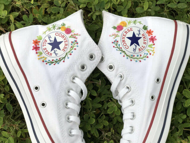 Converse chuck taylor embroidered flower – embroidered converse shoes – embroidered converse high tops Embroidered Shoes