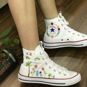 Embroidered converse flowers – Custom Embroidered Converse – High Top Converse – High top converse women’s Embroidered Shoes