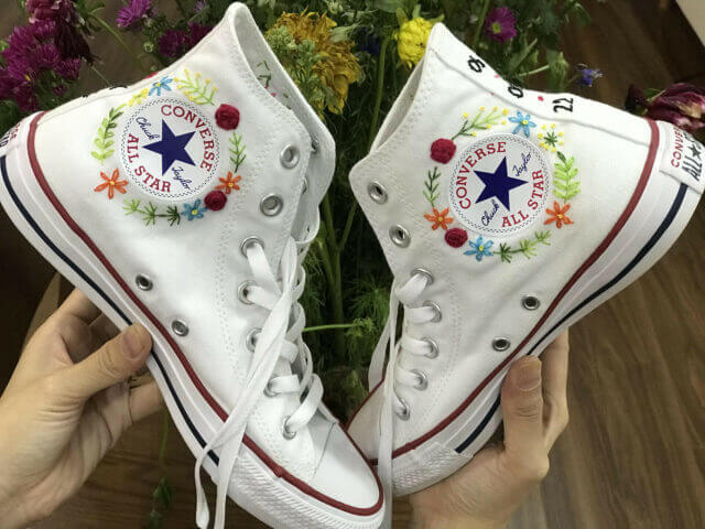 Embroidered converse flowers – Custom Embroidered Converse – High Top Converse – High top converse women’s Embroidered Shoes