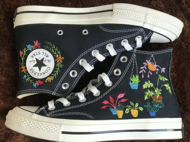 Converse Chuck Taylor 70 – Converse custom floral embroidery – Chuck Taylor Converse Women’s – Floral embroidered converse high tops Embroidered Shoes
