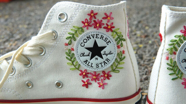 Custom Embroidered Converse – Custom converse Chuck Taylor 70 embroidered Flowers – Converse custom floral embroidery Embroidered Shoes