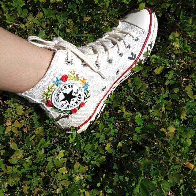 Custom Embroidered Converse – High Top Converse – High top converse women’s – Converse custom shoes Embroidered Shoes