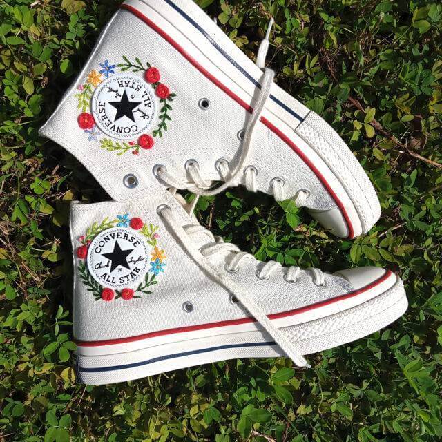 Custom Embroidered Converse – High Top Converse – High top converse women’s – Converse custom shoes Embroidered Shoes